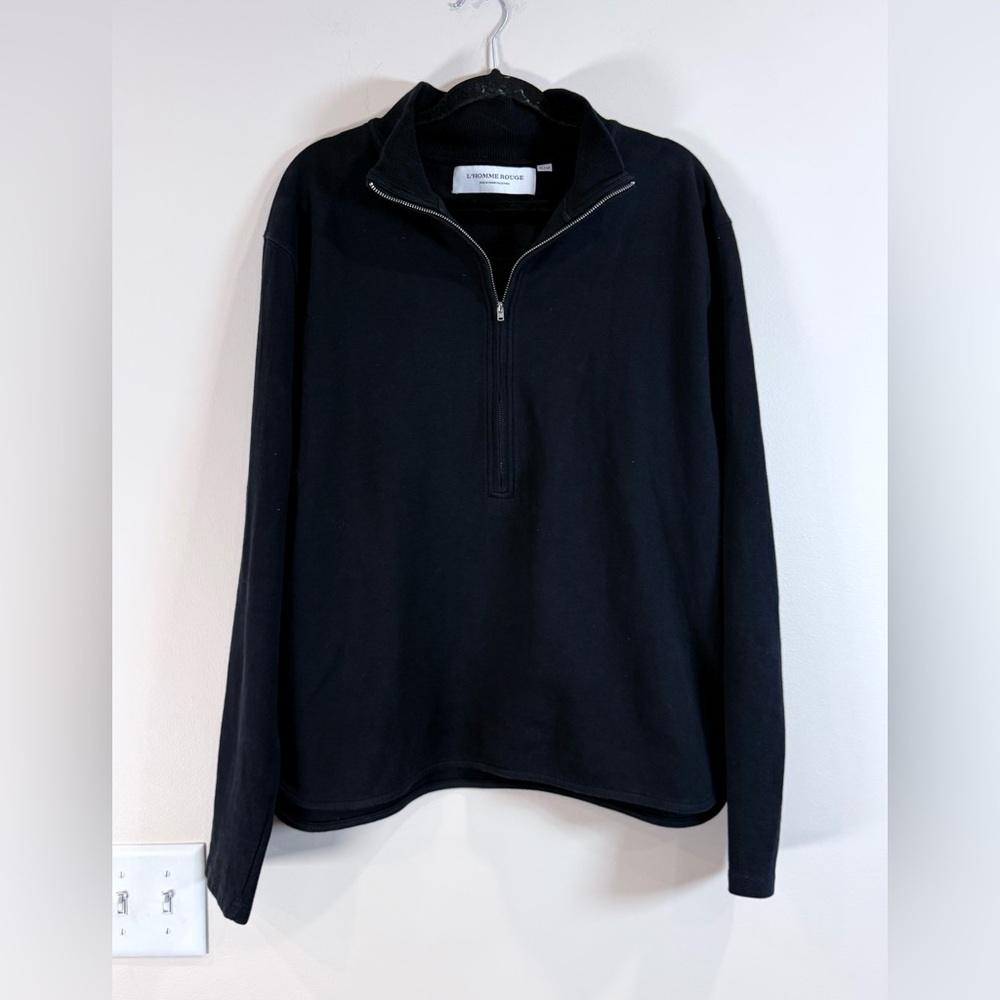 🔥NWOT L’Homme Rouge Men’s Black Quarter-Zip Sweater Size XL 🔥
